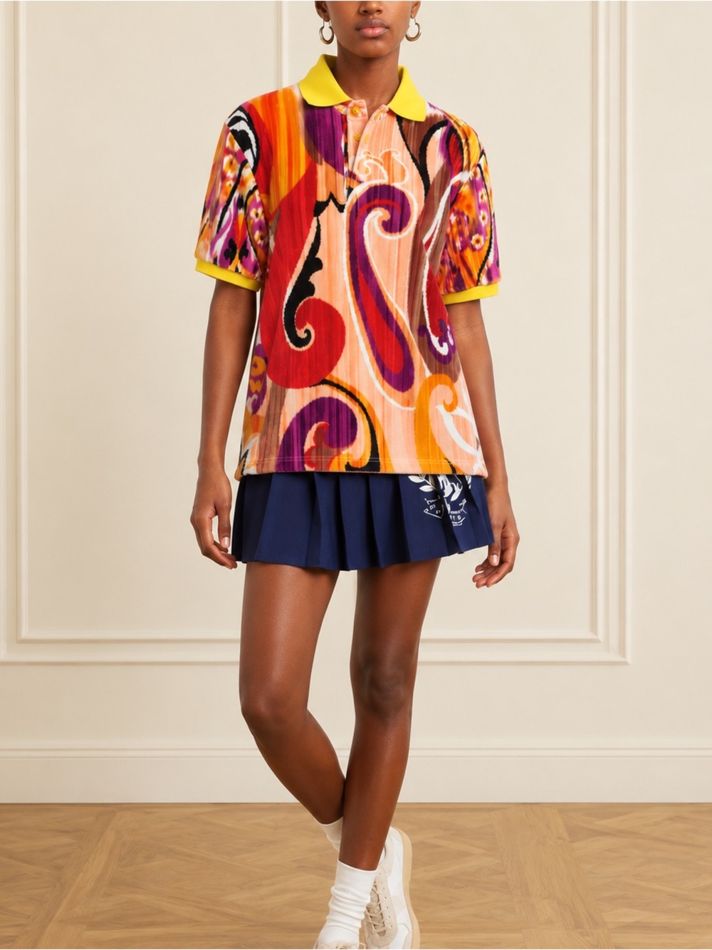 ETRO Oversized Terry Cloth Paisley Polo Shirt